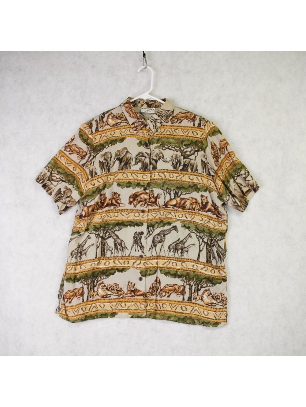 VTG Alfred Dunner Wildlife Safari Print Button-Up Shirt Womens Sz 16 Brown USA